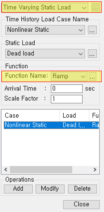 TIme Varying Static Load Tree Menu